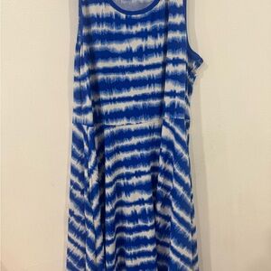 LuLaRoe Blue and White Tie-Dye Dress